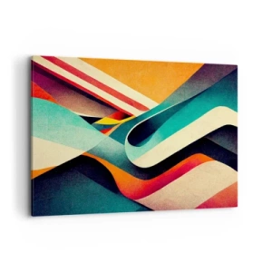 Cuadro sobre lienzo - Impresión de Imagen - Ondas abstractas coloridas en una composición dinámica - 100x70cm - Composición intensa - Decoración de pared moderna para salón y dormitorio ARTTOR