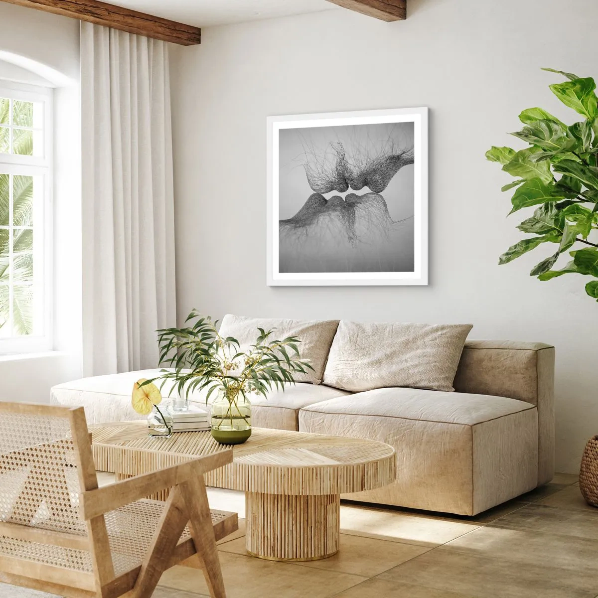 Póster en marco blanco - Beso del viento - 40x40 cm