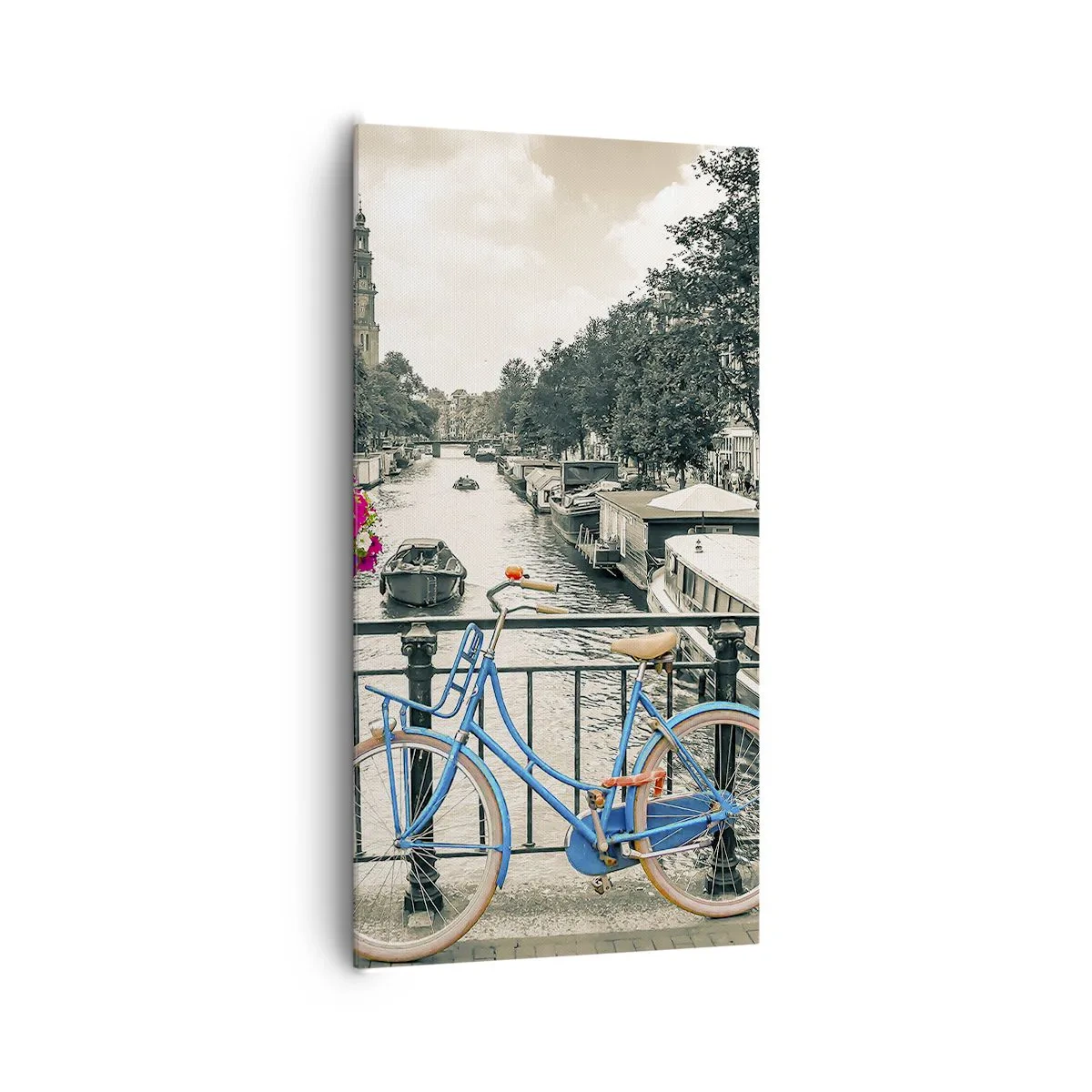 Cuadro sobre lienzo - Impresión de Imagen - Los colores de una calle de Ámsterdam - 65x120 cm