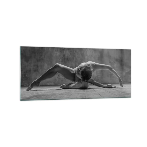 Cuadro sobre vidrio - Impresiones sobre Vidrio - Una bailarina en pose artística. - 120x50cm - Simetría encontrada - Decoración de pared moderna para salón y dormitorio ARTTOR
