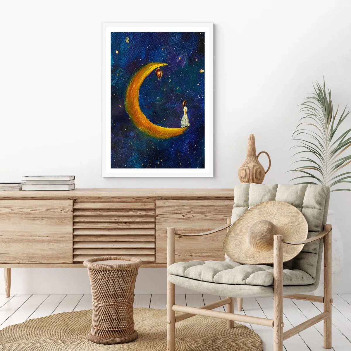 Póster en marco blanco - La llamada de la Luna - 40x50 cm