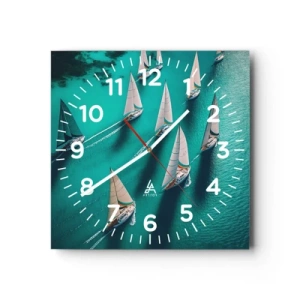 Reloj de pared - Reloj de vidrio - En competición con el viento - 30x30 cm