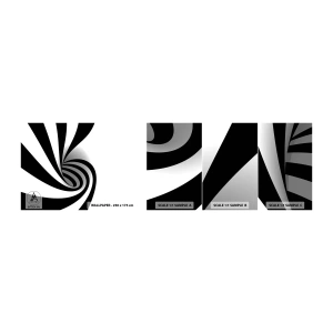 Muestra de fotomural autoadhesivo Deluxe Sticker - Y sin embargo, gira - Abstracción, Gráficos, En blanco y negro - 100x30 cm