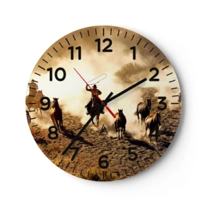 Reloj de pared - Reloj de vidrio - El salvaje oeste - 40x40 cm