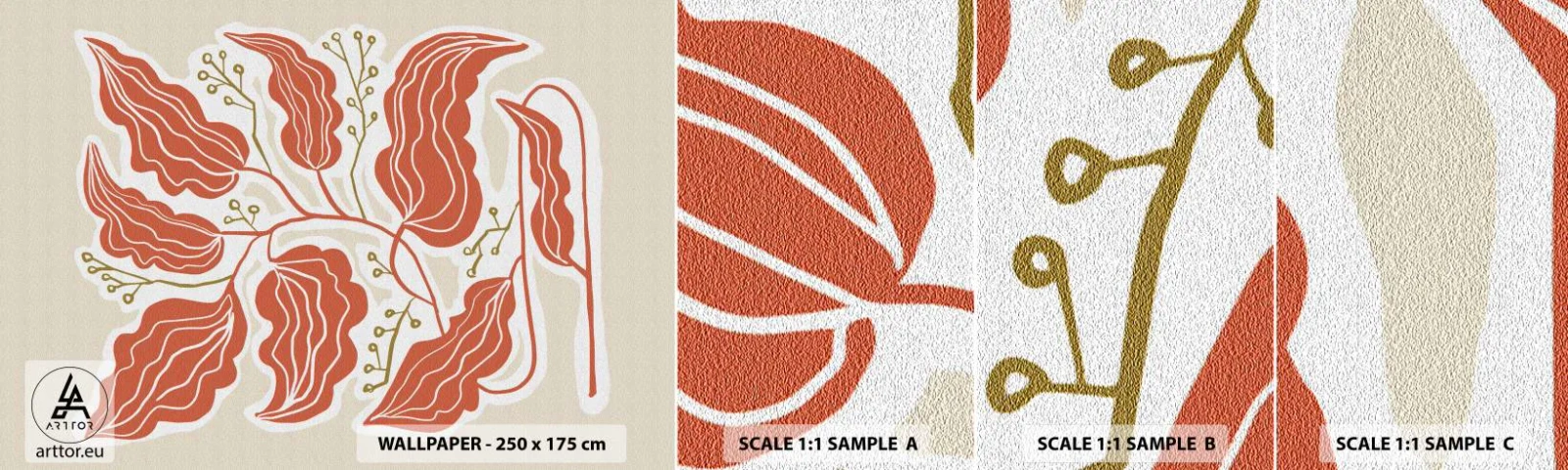 Muestra de fotomural autoadhesivo Deluxe Sticker - Folk y coral - bohemia, Botánico, flores - 100x30 cm
