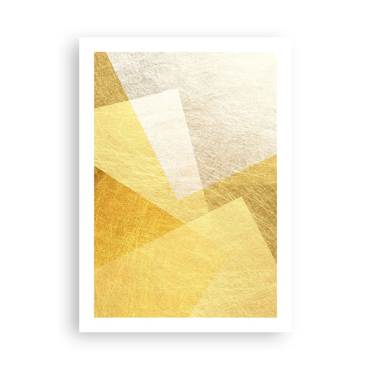 Póster - Abstracción geométrica dorada con efecto metálico. - 50x70cm - Tiempo de geometría - Decoración de pared moderna para salón y dormitorio ARTTOR