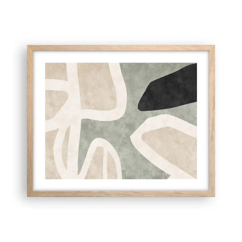 Póster en marco roble claro - Composición con un toque negro - 50x40 cm