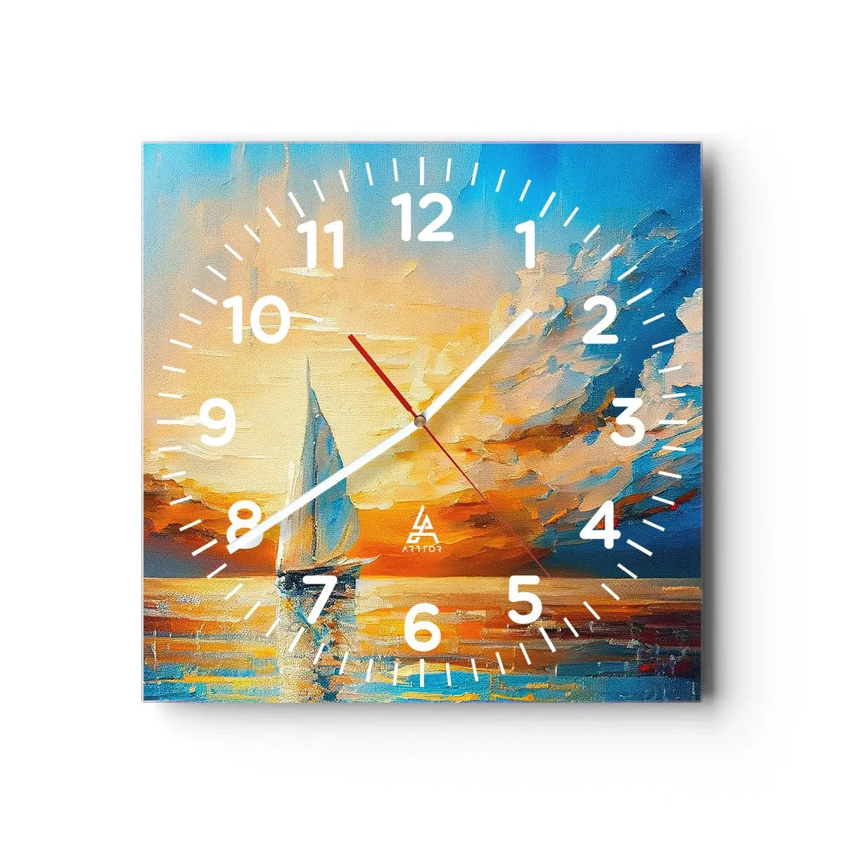 Reloj de pared - Reloj de vidrio - Navegando en oro - 40x40 cm