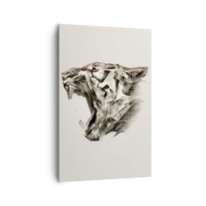 Cuadro sobre lienzo - Impresión de Imagen - Imagen abstracta de un tigre en tonos beige. - 80x120cm - Ya sabes quién manda - Decoración de pared moderna para salón y dormitorio ARTTOR