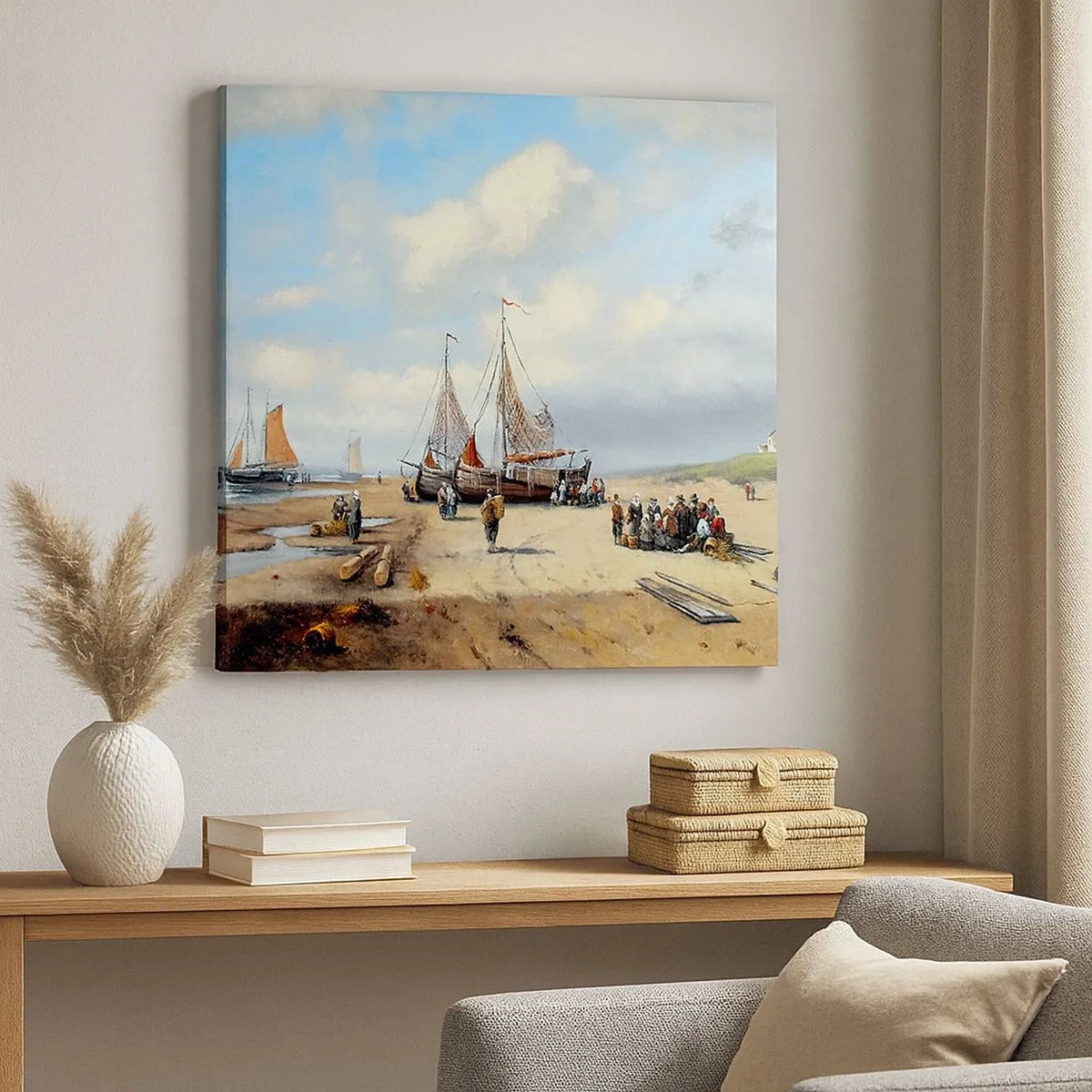 Cuadro sobre lienzo - Impresión de Imagen - Después de una pesca exitosa - 30x30 cm