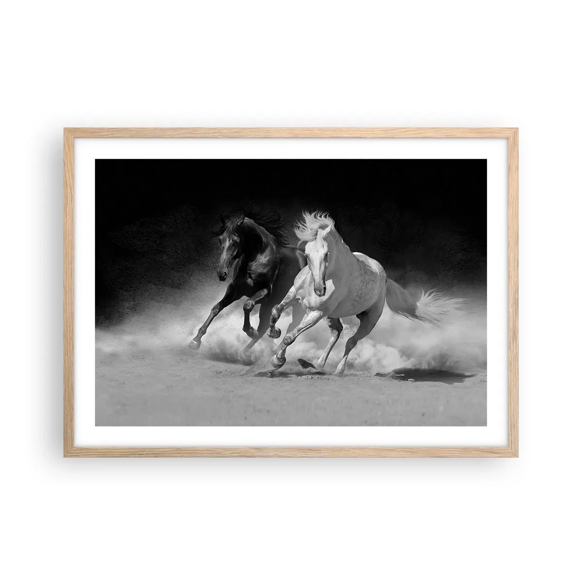 Póster en marco roble claro - El galope de la libertad - 70x50 cm