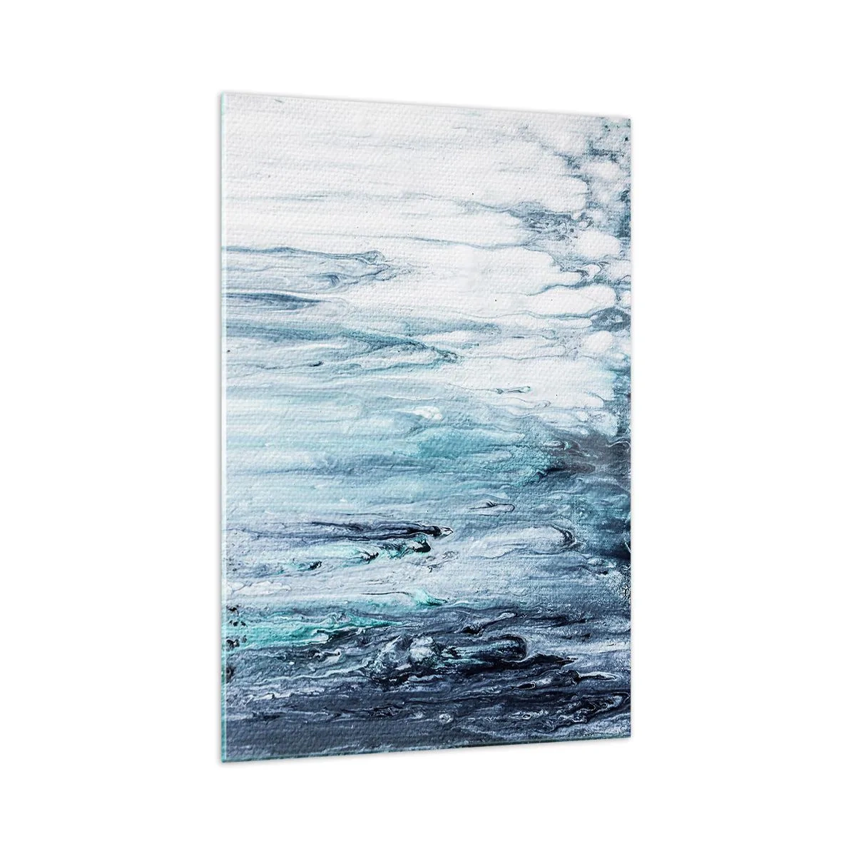 Cuadro sobre vidrio - Impresiones sobre Vidrio - Rayas abstractas azules y blancas que se asemejan a carámbanos - 70x100cm - Carámbanos de azul - Decoración de pared moderna para salón y dormitorio ARTTOR