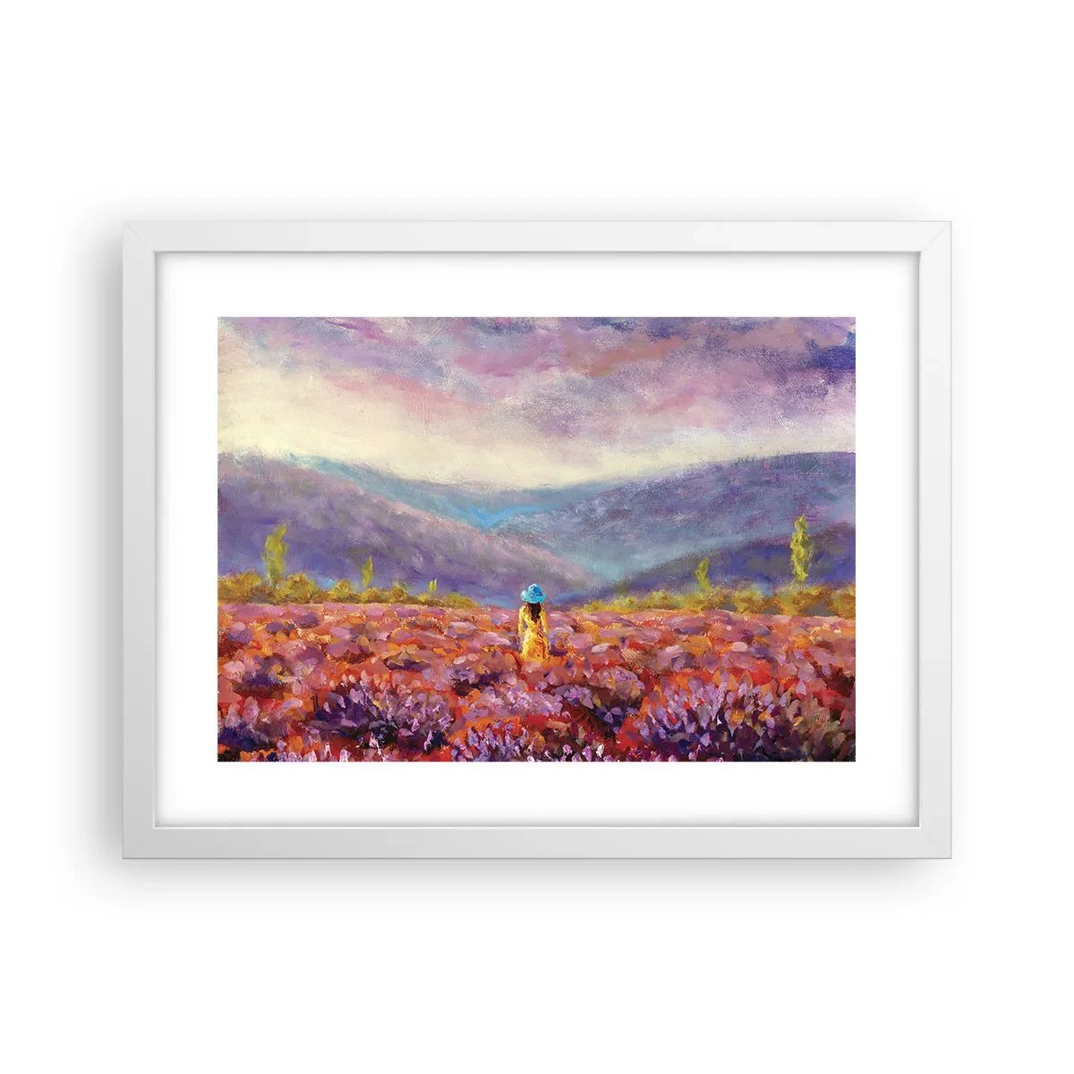 Póster en marco blanco - En un mundo de lavanda - 40x30 cm