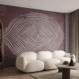 Fotomural Premium Canvas - Ondas simétricas en líneas blancas sobre un fondo marrón - 100x70cm - El espacio habla - Decoración de pared moderna para salón y dormitorio ARTTOR