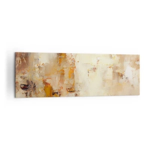 Cuadro sobre lienzo - Impresión de Imagen - Una composición abstracta en tonos cálidos de amarillo y marrón. - 160x50cm - El alma del ámbar - Decoración de pared moderna para salón y dormitorio ARTTOR