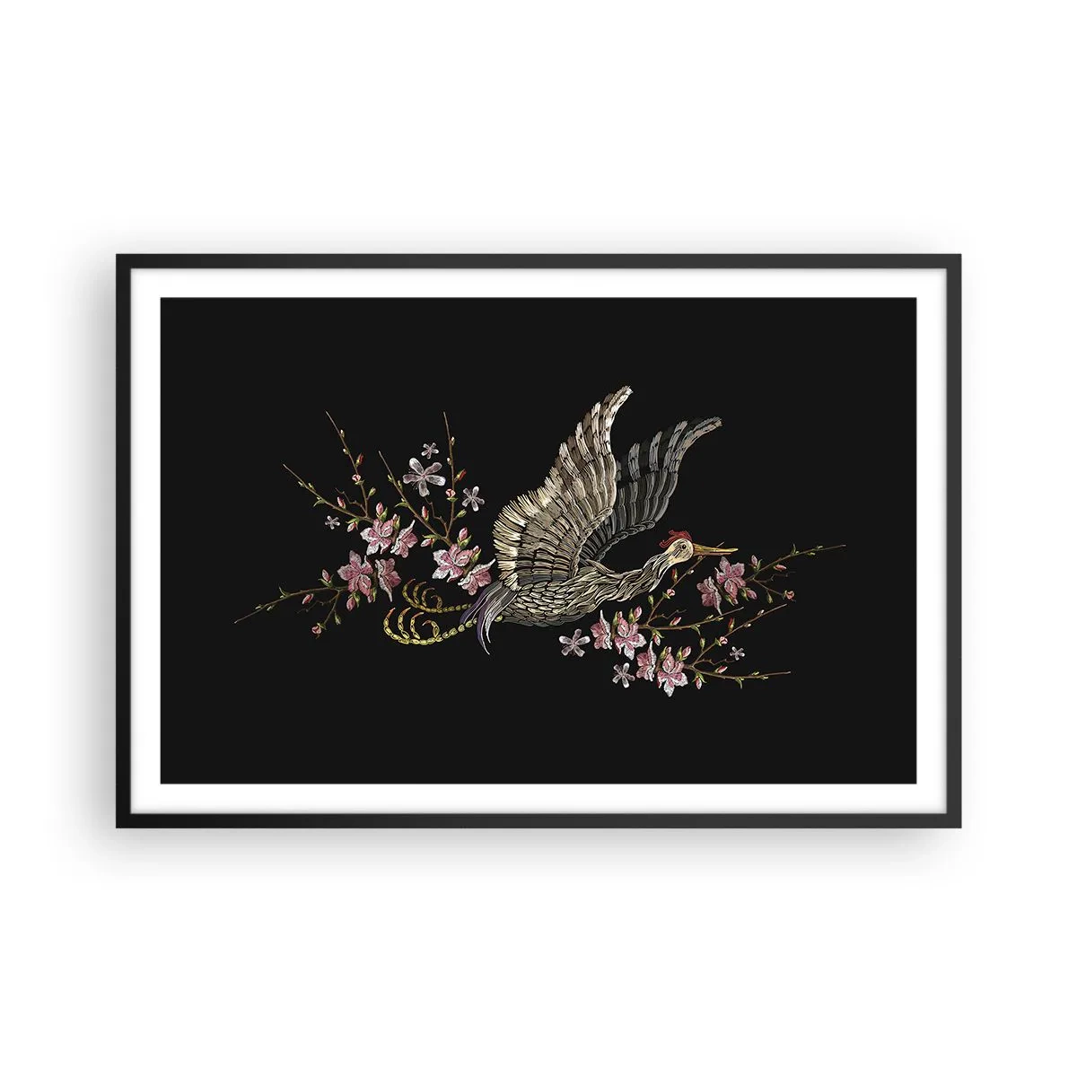 Póster en marco negro - Ave florida - 91x61 cm