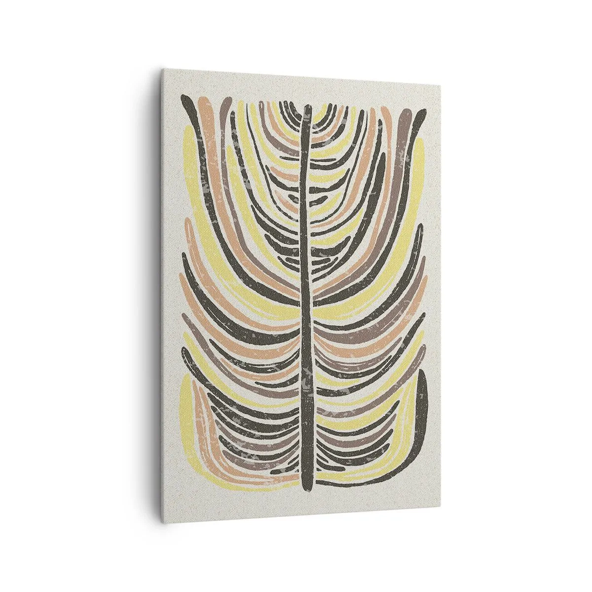 Cuadro sobre lienzo - Impresión de Imagen - Motivo abstracto de hojas en tonos tierra - 70x100cm - Abstracción vibrante - Decoración de pared moderna para salón y dormitorio ARTTOR