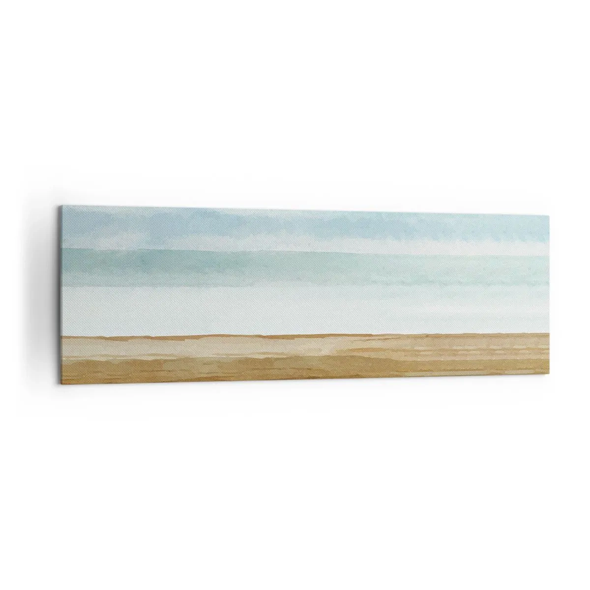 Cuadro sobre lienzo - Impresión de Imagen - Paisaje de playa abstracto en tonos pastel - 160x50cm - Serenidad - Decoración de pared moderna para salón y dormitorio ARTTOR