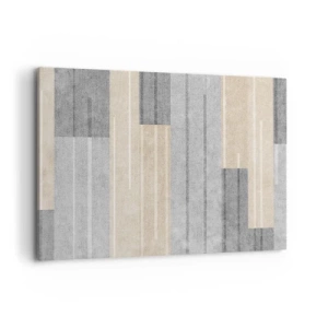 Cuadro sobre lienzo - Impresión de Imagen - Composición geométrica en tonos grises y beige. - 120x80cm - Composición: sostener la vertical - Decoración de pared moderna para salón y dormitorio ARTTOR