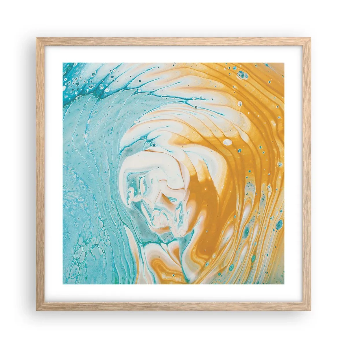 Póster en marco roble claro - Remolino pastel - 50x50 cm