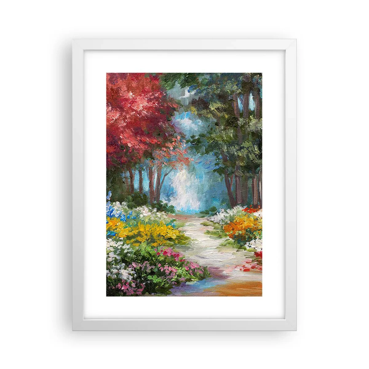 Póster en marco blanco - Jardín forestal, bosque floral - 30x40 cm