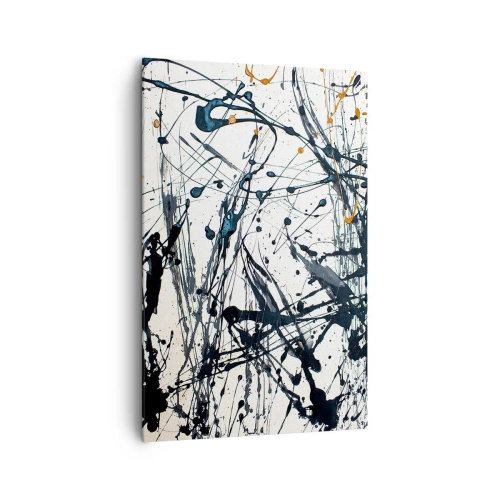 Cuadro sobre lienzo - Impresión de Imagen - Una pintura abstracta con salpicaduras de pintura en patrones dinámicos. - 80x120cm - Abstracción expresionista - Decoración de pared moderna para salón y dormitorio ARTTOR