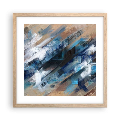 Póster en marco roble claro - En una inclinación azul - 40x40 cm