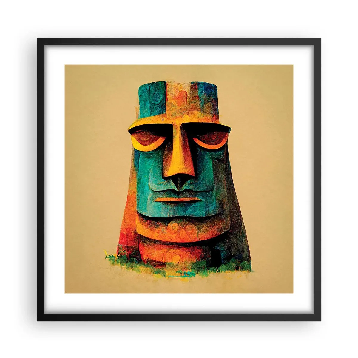 Póster en marco negro - Escultural, pero simpática - 50x50 cm