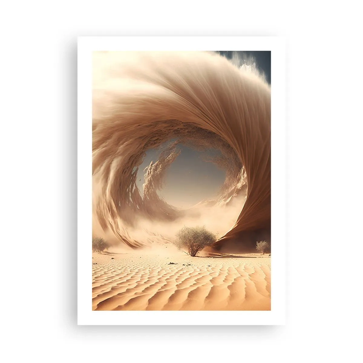 Póster - Un fenomenal vórtice de arena en el desierto - 50x70cm - Portal abierto - Decoración de pared moderna para salón y dormitorio ARTTOR