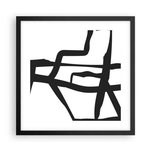 Póster en marco negro - Construcción en blanco y negro - 40x40 cm