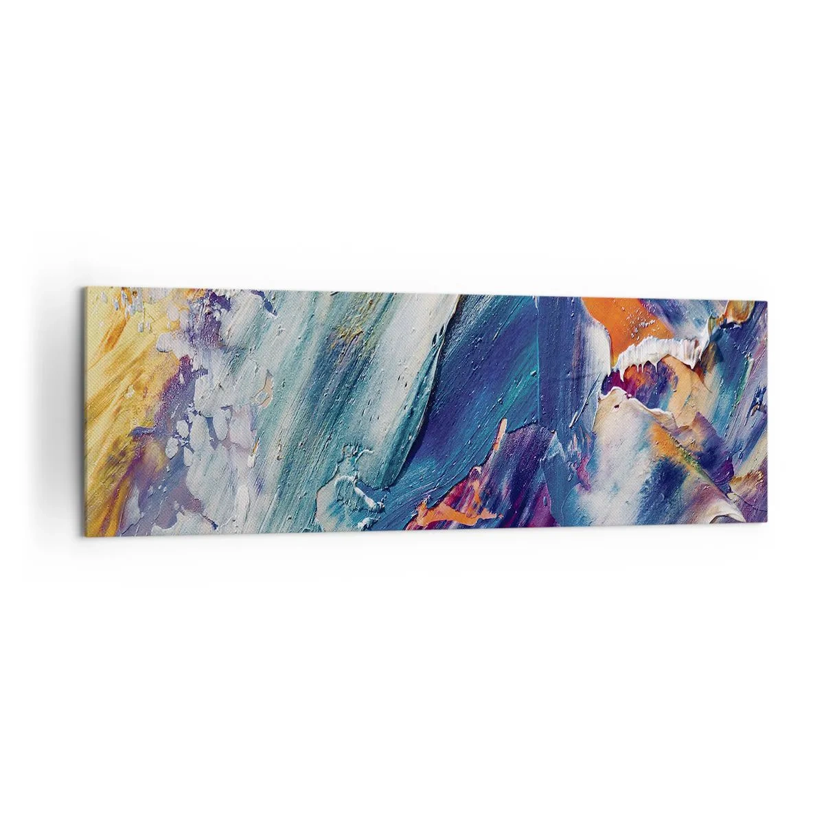 Cuadro sobre lienzo - Impresión de Imagen - Abstracción colorida con textura de pintura acrílica. - 160x50cm - Confusión de colores - Decoración de pared moderna para salón y dormitorio ARTTOR