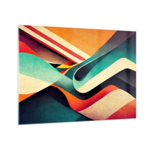 Cuadro sobre vidrio - Impresiones sobre Vidrio - Rayas de colores en una composición abstracta y dinámica - 70x50cm - Composición intensa - Decoración de pared moderna para salón y dormitorio ARTTOR