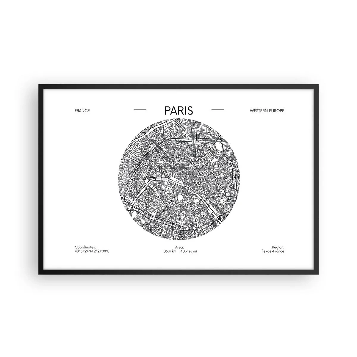 Póster en marco negro - Anatomía de París - 91x61 cm