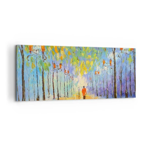 Cuadro sobre lienzo - Impresión de Imagen - La canción nocturna de la lluvia - 100x40 cm