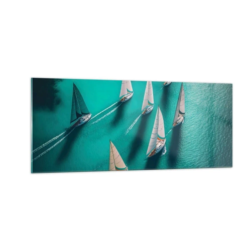 Cuadro sobre vidrio - Impresiones sobre Vidrio - En competición con el viento - 100x40 cm