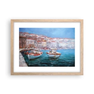 Póster en marco roble claro - Bahía italiana - 40x30 cm