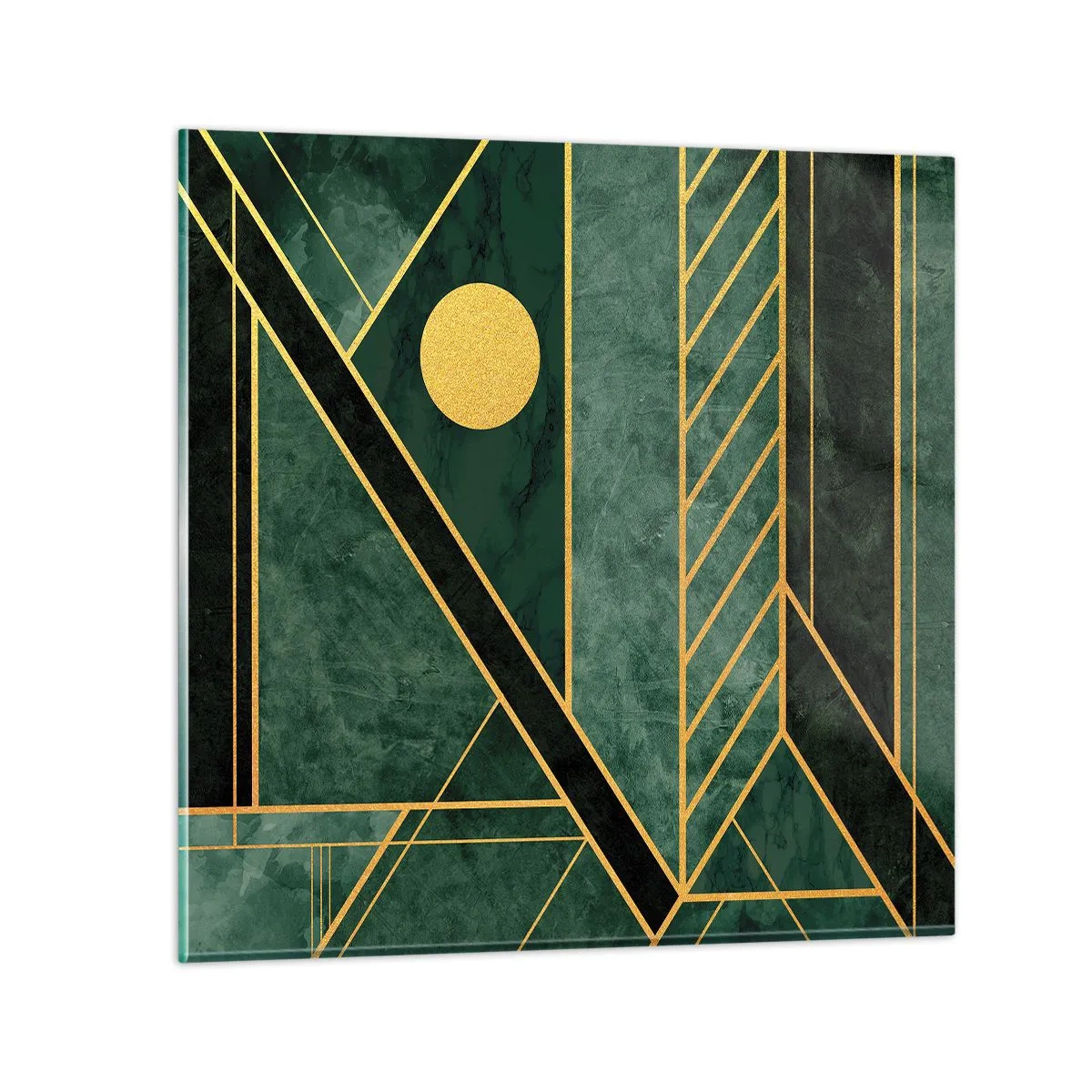 Cuadro sobre vidrio - Impresiones sobre Vidrio - La dinámica del oro y el azul - 60x60 cm