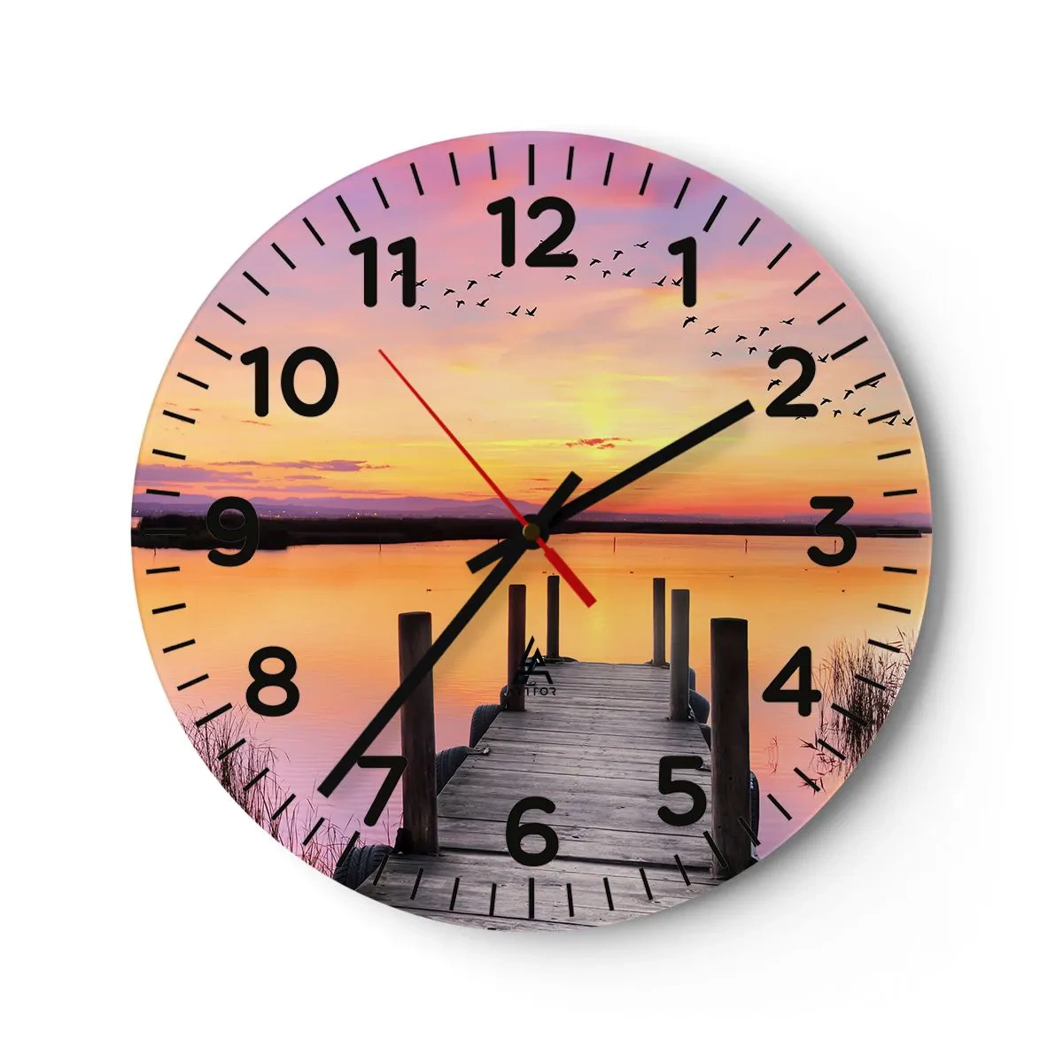 Reloj de pared - Reloj de vidrio - Violeta amanecer silencioso - 30x30 cm