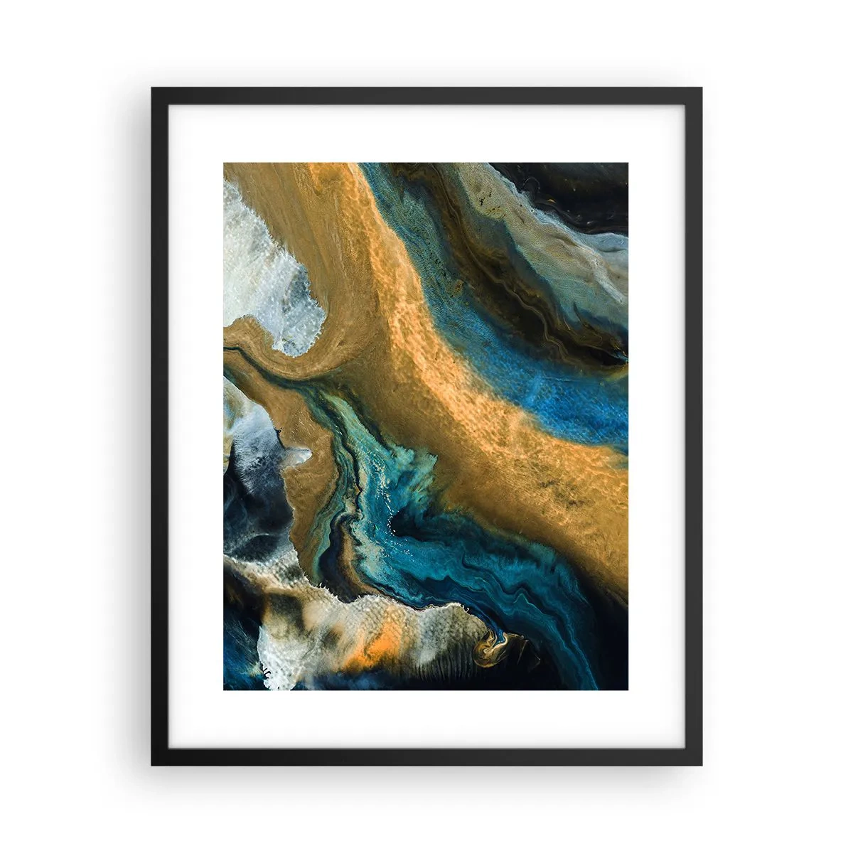 Póster en marco negro - Azul - amarillo - influencia mutua - 40x50 cm