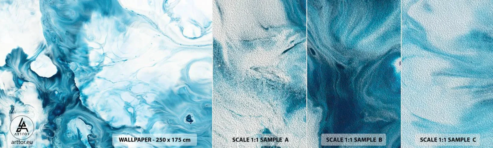 Muestra de fotomural Premium Sand - Un concierto azul - Abstracción, Pedazo, Arte Moderno - 100x30 cm