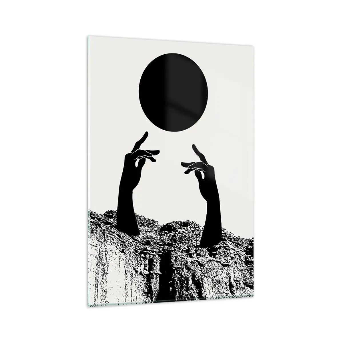 Cuadro sobre vidrio - Impresiones sobre Vidrio - Composición surrealista: el sol y el resto - 80x120 cm