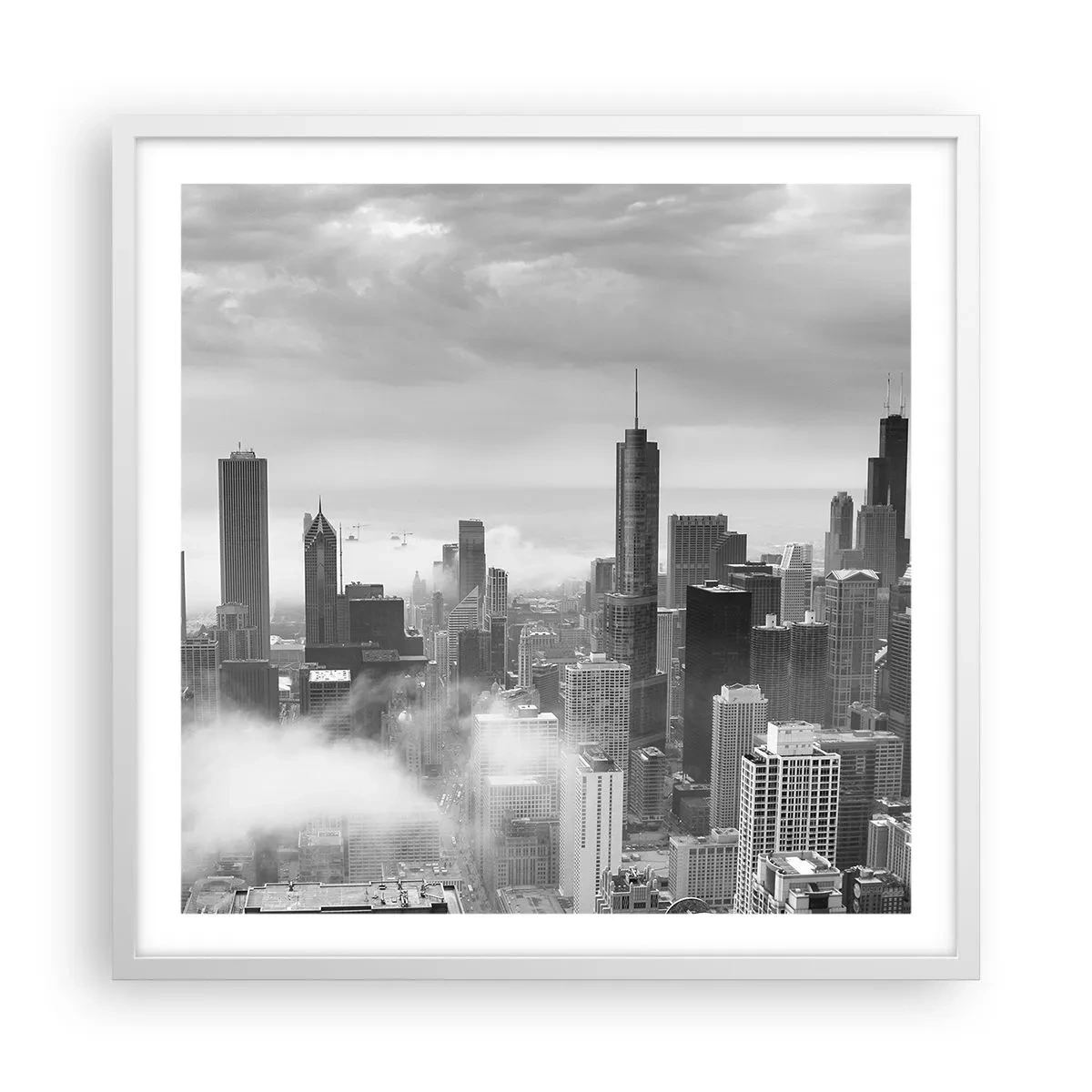 Póster en marco blanco - Paisaje americano - 60x60 cm