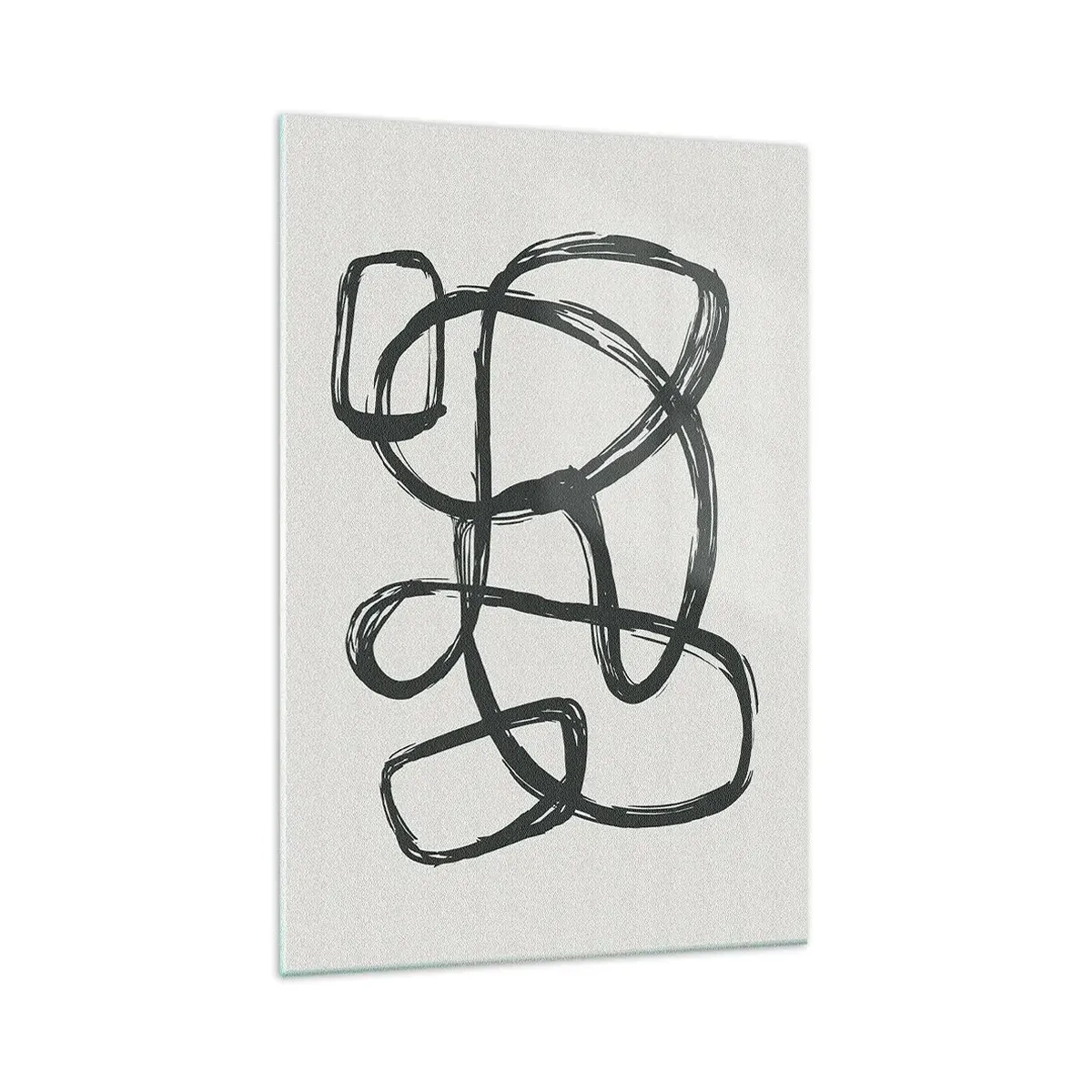 Cuadro sobre vidrio - Impresiones sobre Vidrio - Líneas abstractas que crean formas libres sobre un fondo claro - 70x100cm - Abstracción en bucle - Decoración de pared moderna para salón y dormitorio ARTTOR