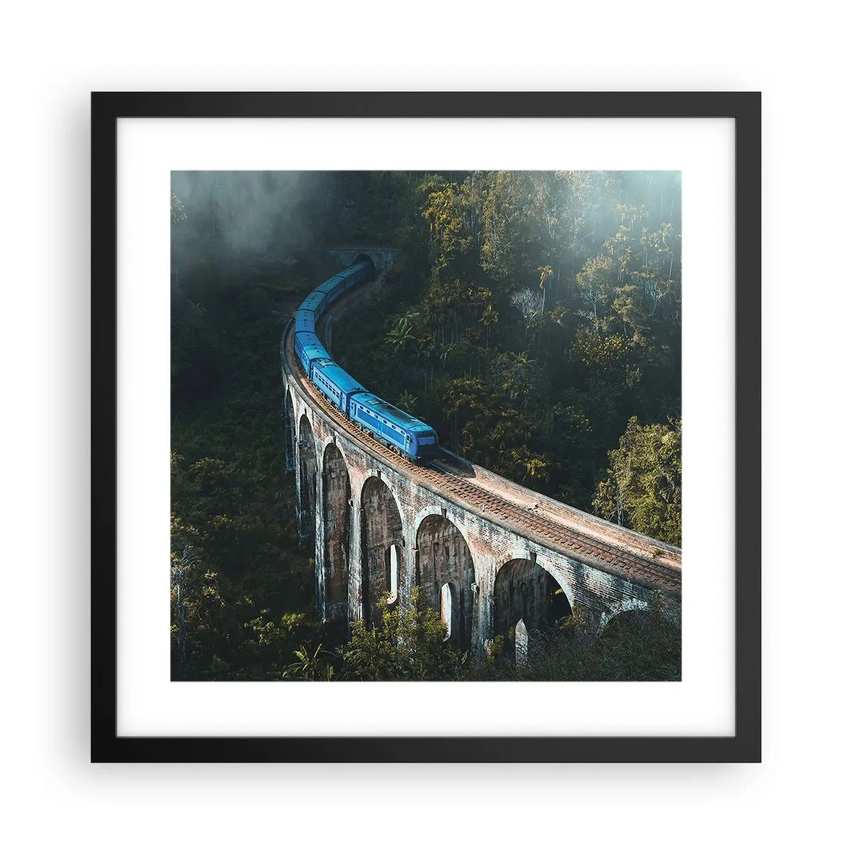 Póster en marco negro - Vías sobre la naturaleza - 40x40 cm