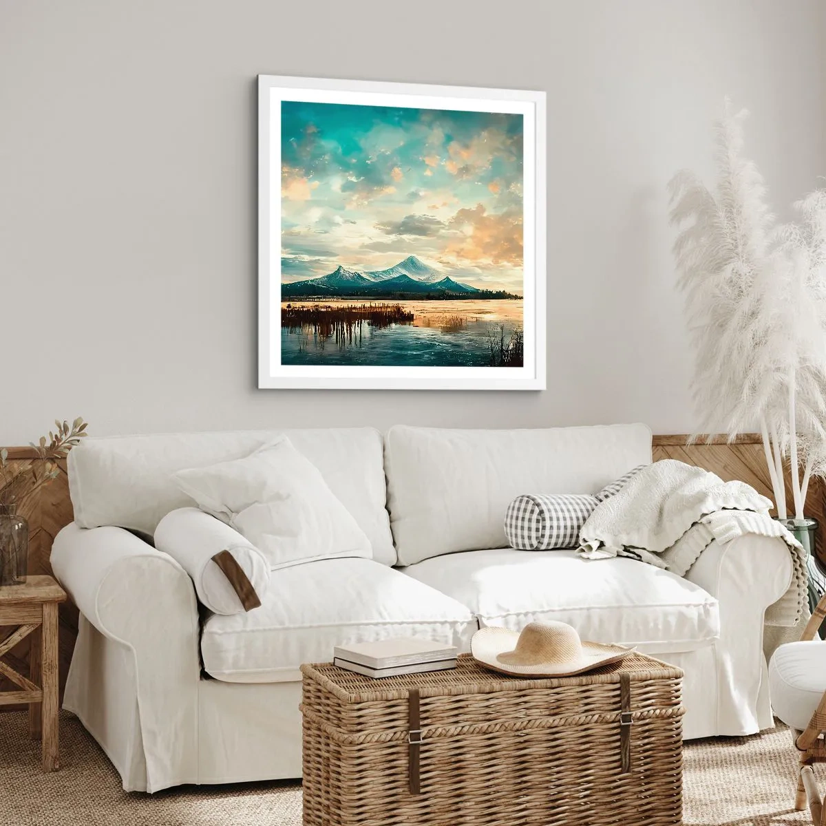 Póster en marco blanco - Bajo la protección del cielo - 60x60 cm