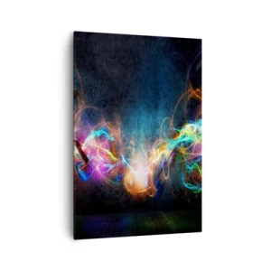 Cuadro sobre lienzo - Impresión de Imagen - Destellos de luz coloridos en una composición abstracta. - 70x100cm - Alegremente contra la oscuridad - Decoración de pared moderna para salón y dormitorio ARTTOR