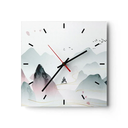 Reloj de pared - Reloj de vidrio - Sobre las cimas - 40x40 cm