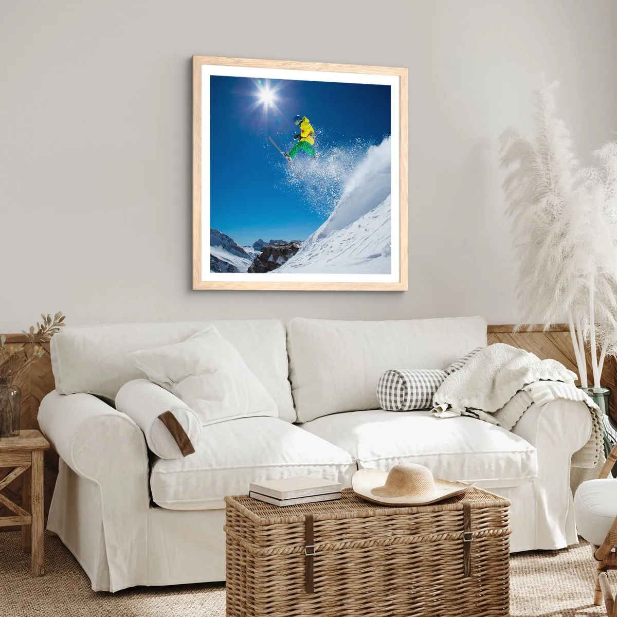 Póster en marco roble claro - Bailando con las montañas - 40x40 cm