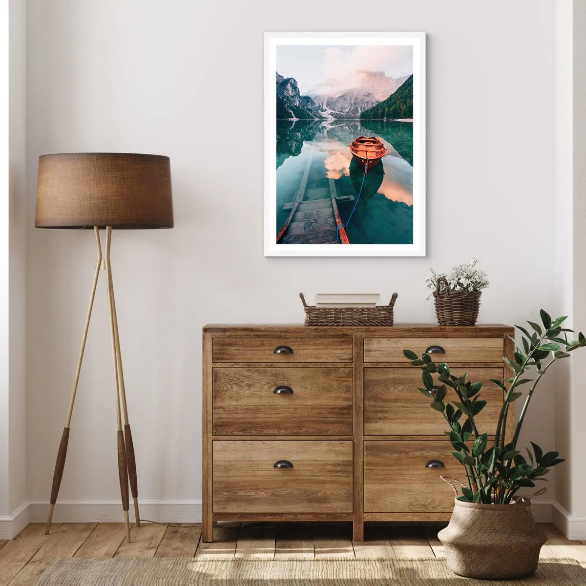 Póster en marco blanco - El tranquilo sueño de las montañas - 30x40 cm