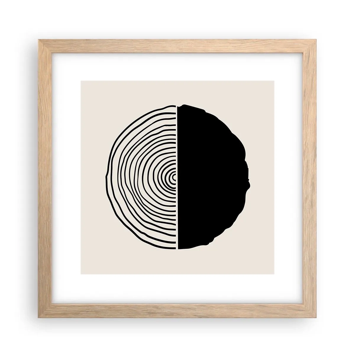 Póster en marco roble claro - Mitad y mitad - 30x30 cm